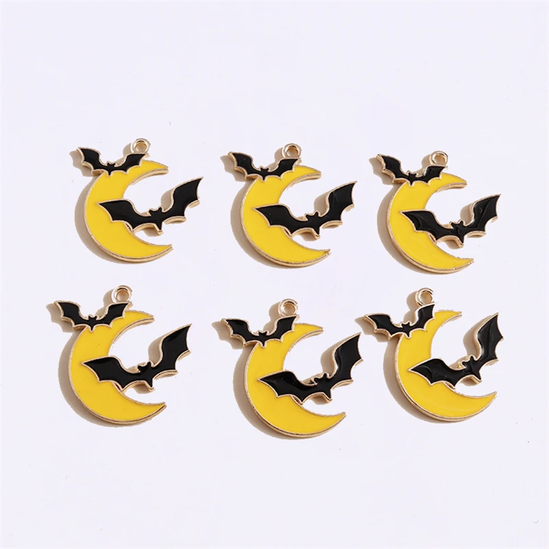 

Duarte 20Pcs/Lot Cute Enamel Halloween Moon Bat Charms Pendants for Making DIY Drop Earrings Necklaces Bracelet Jewelry Findings