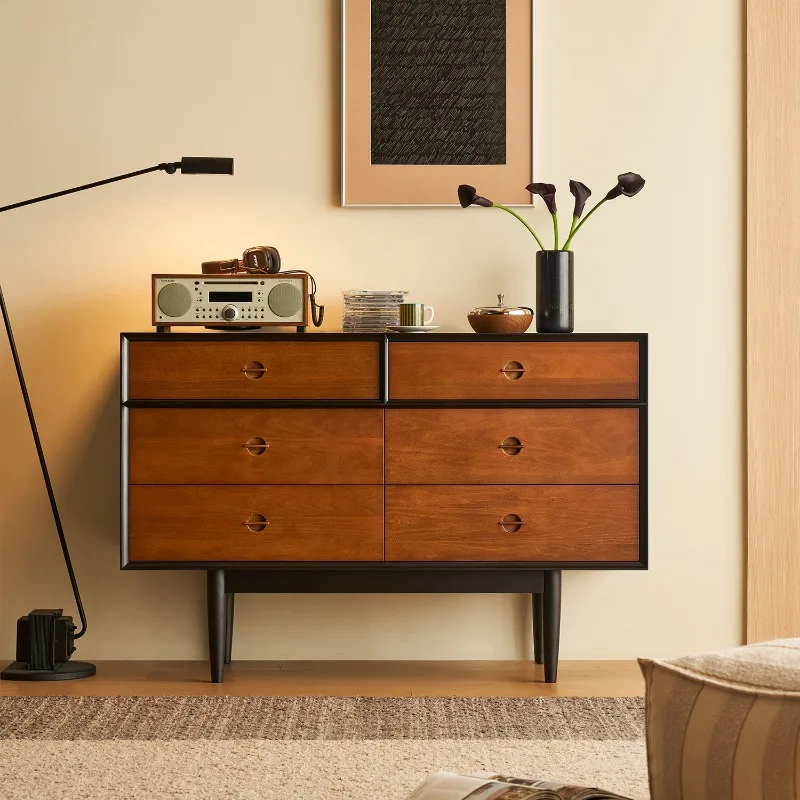 

wood contrasting color French medieval storage storage bedroom retro bedside cabinet retro dining side cabinet retro style