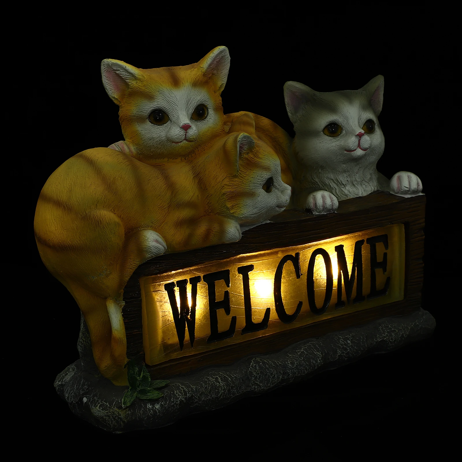 

Solar Cat Decoration Resin Material Glowing Garden nament Decor Small Outdoor Lighting Path Adornment Solar