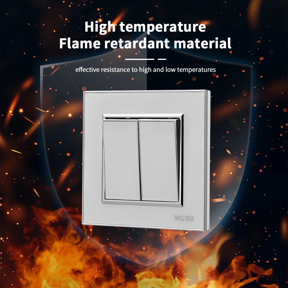 الأبيض الجدار الروك التبديل تشغيل/إيقاف 16A التيار المتناوب 250 فولت الاكريليك لوحة لهب 2 عصابة 1 طريقة الاتحاد الأوروبي القياسية الكلاسيكية زر مفتاح الإضاءة #4