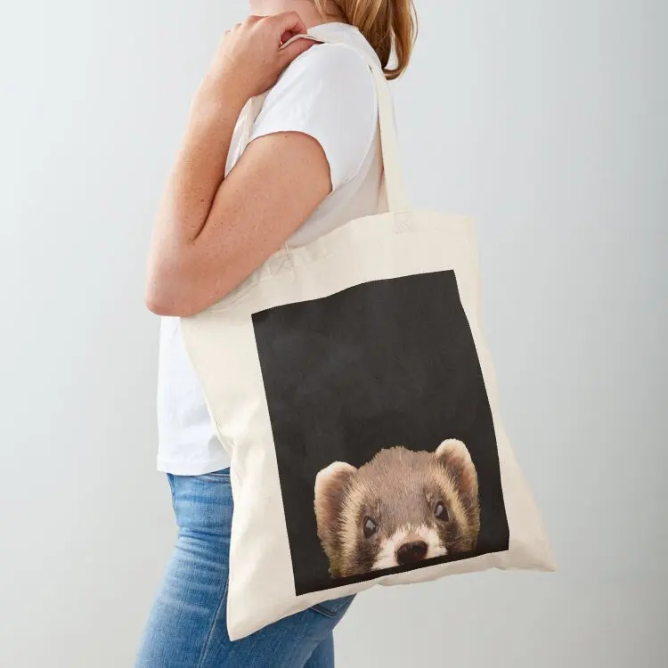 

Cute Peeking Ferret Tote Bag Canvas shoulder bag tote bag men's tote bags cloth bags university shopper