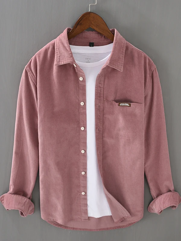 

Мужская повседневная свободная длинная рубашка из вельвета для осени и весны, универсальная, удобная, из полиэфирного волокна, для прогулок