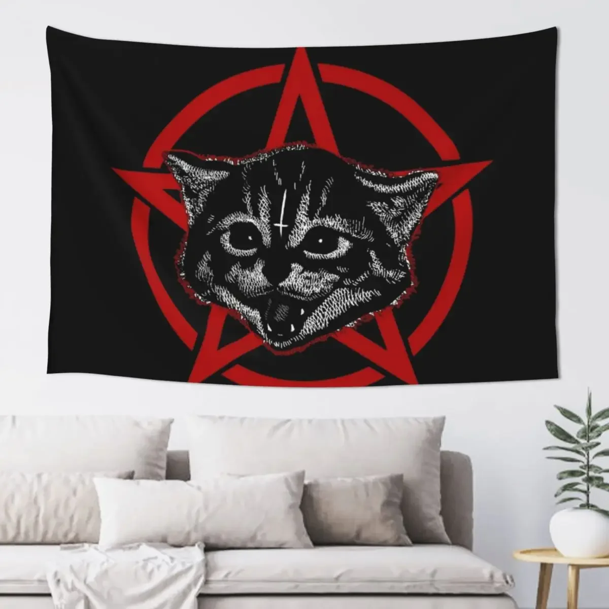 

Metal music cat Tapestry Mushroom Room Decoration Aesthetic Bedroom Deco Tapestry