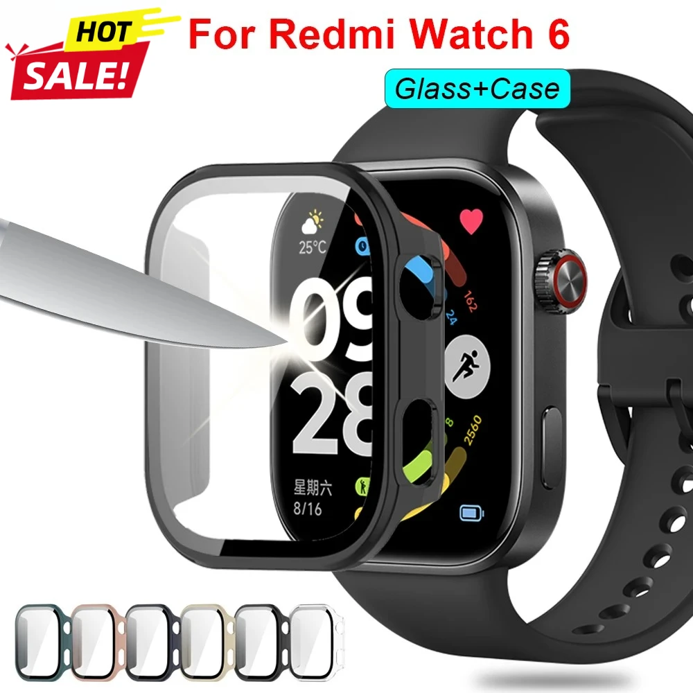 HOT PC Case+Glass for Redmi Watch 6 Screen Protector Anti-scratch Film Bumper Protective Cover for Redmi Watch 6 Accessories