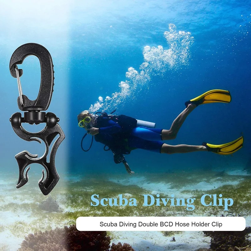 4 Pieces Diving Hose Holder Clip Diving Double BCD Hose Clip With Snap Hook Buckle For Dive Snorkeling Replacement Parts