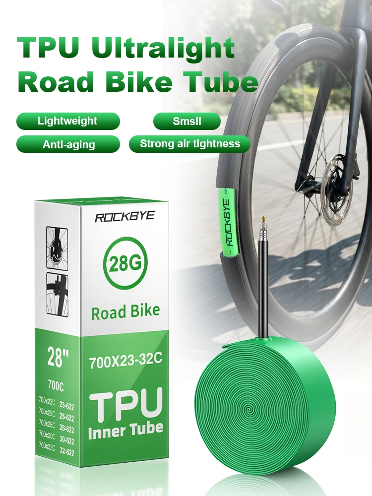 AliExpress NONE Rockbye TPU Road Bike Tube 700C 23 25 28 30 32 C Ultralight Road Bicycle Inner Tire 28g French Valve 65mm