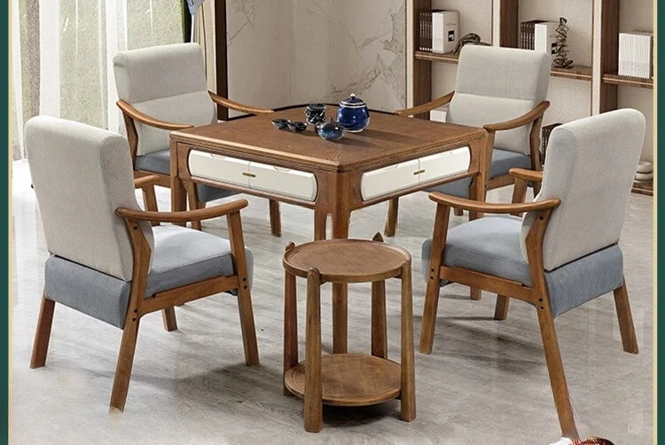 

Новая китайская автоматическая машина для маджонга, бытовой обеденный стол, встроенный многофункциональный стол двойного назначения с отключением звука из цельного дерева