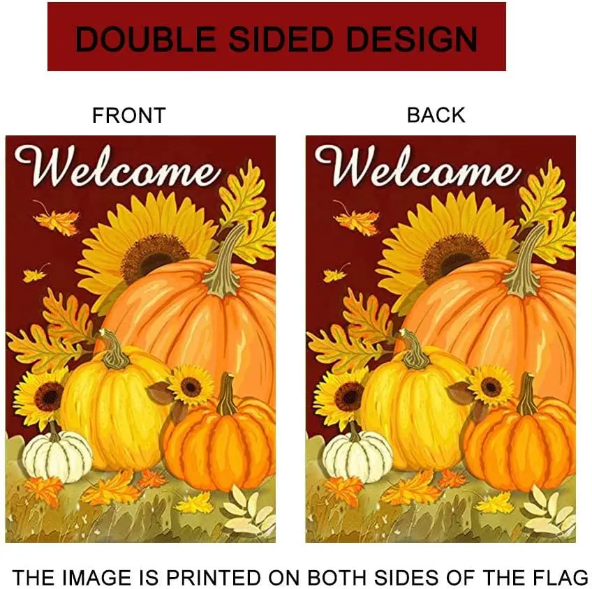 ترحيب اليقطين سقوط حديقة العلم 12.5x18 - الخريف عباد الشمس الحصاد حديقة العلم الزخرفية مزدوجة الوجهين العلم ل FFI الموسمي