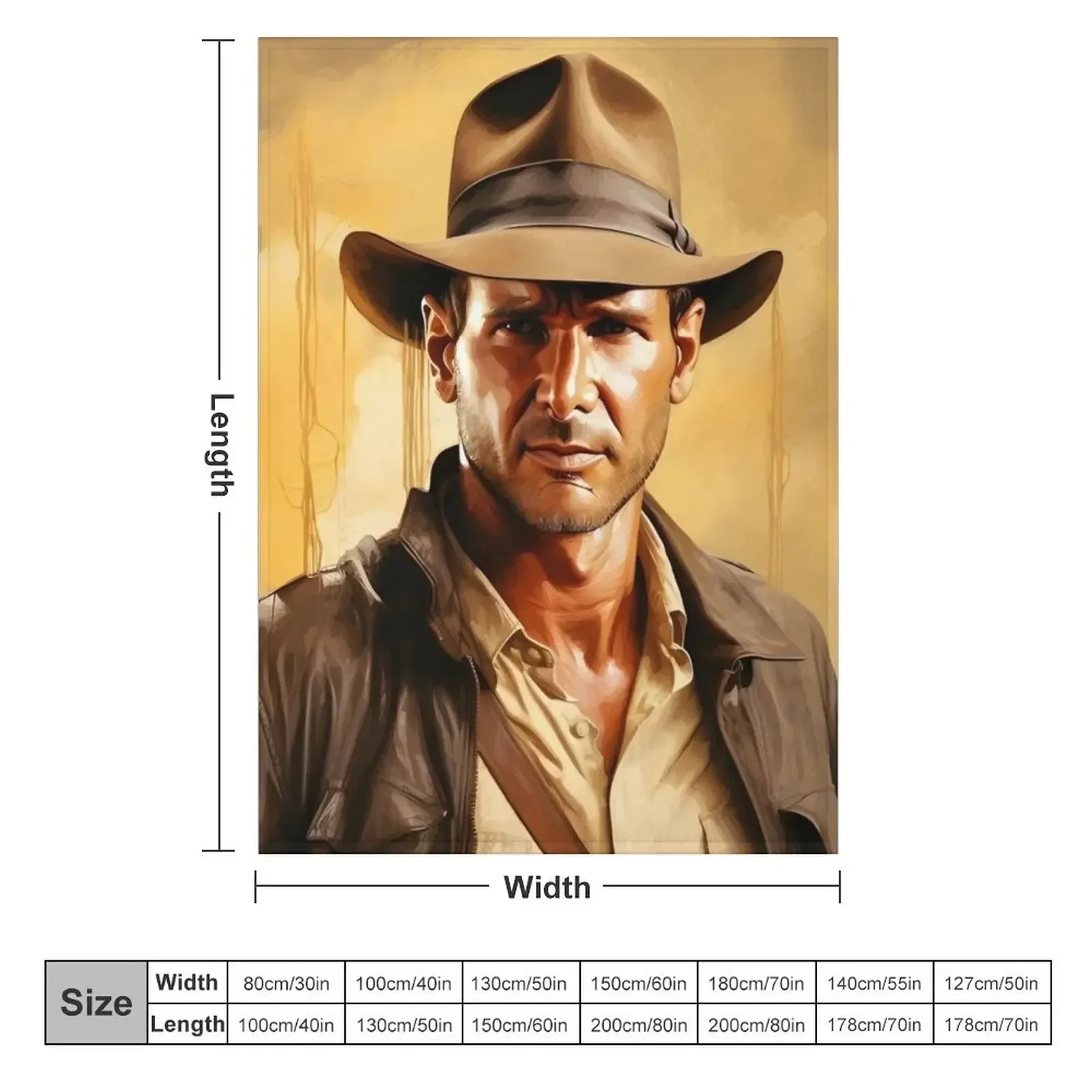 Indiana Jones Paint Artwork Throw Blanket couch cozy soft plush fuzzy picnic outdoor blanket