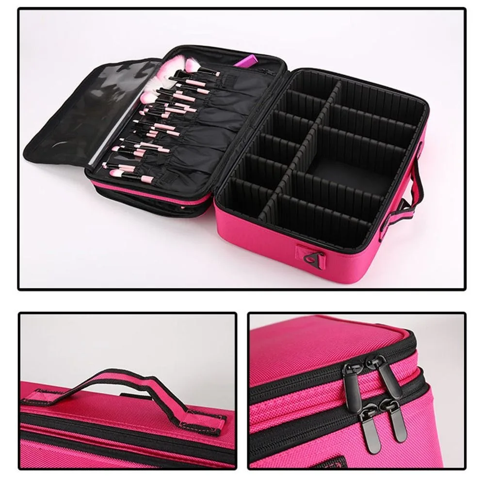 Fashion Makeup Storage Bag Oxford Cloth Portable Cosmetics Storage Box with Dividers Waterproof Women's Makeup Pouch