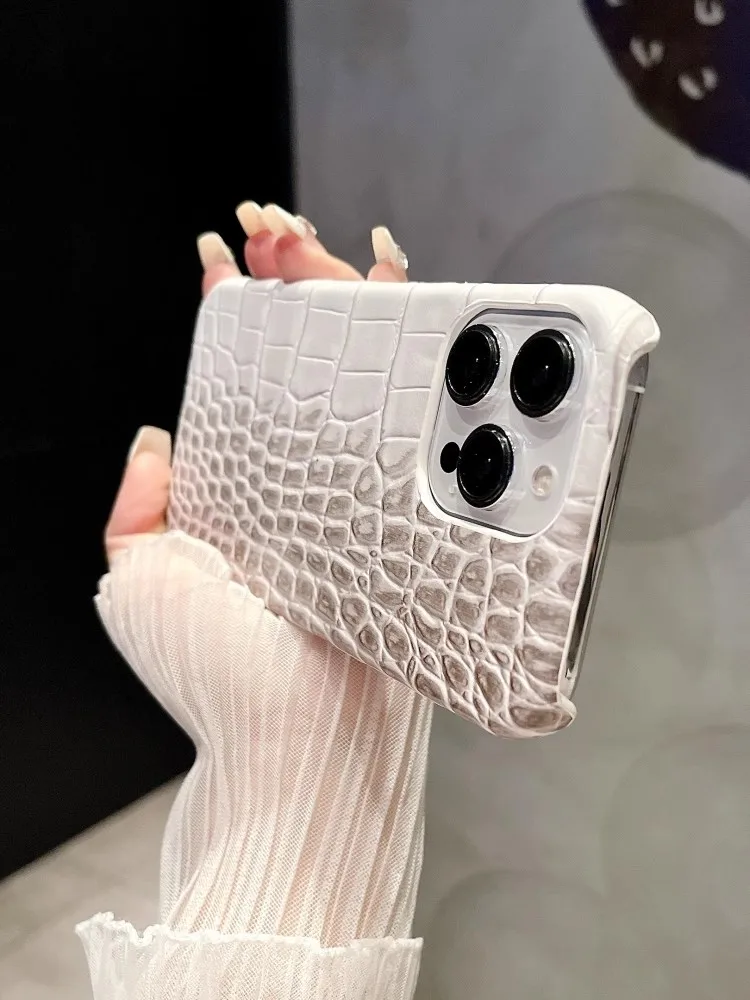 18 Pro Max Krokodilleder-Handyhülle für iPhone 18 Pro 13 14 12 15 16 17 Pro Max Hüllen Farbverlauf Harte PC Stoßfeste Schutzhülle – Detail 4