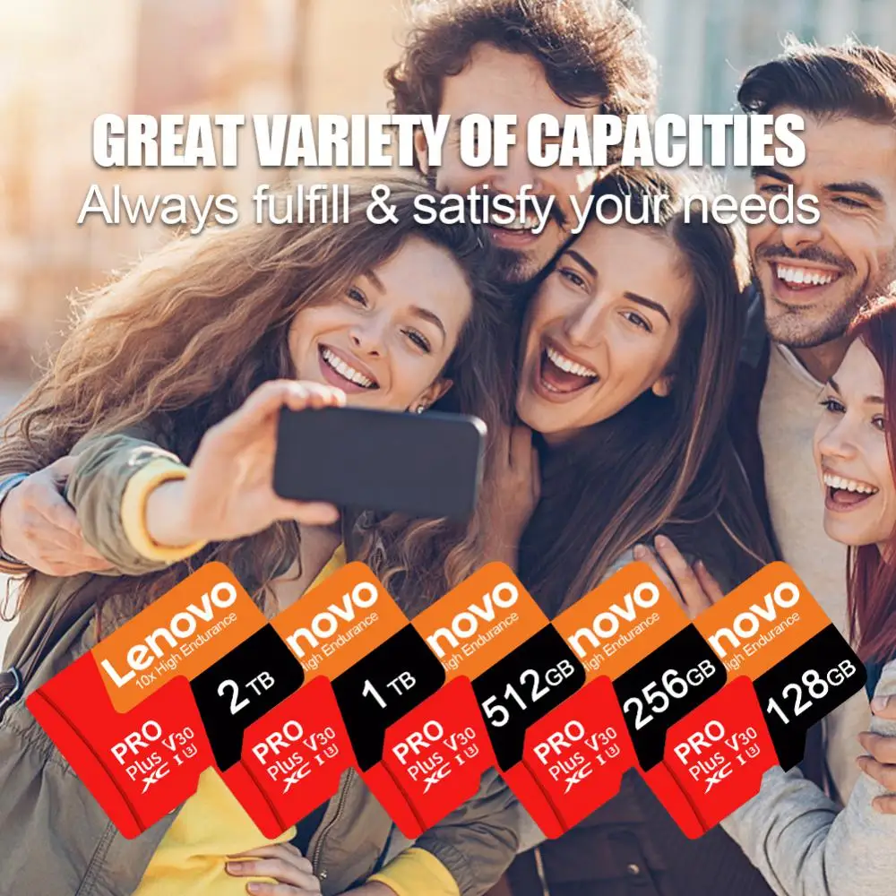 Lenovo-tarjeta de memoria Original para teléfono, Micro TF Flash de alta velocidad, A2, U3, 4K, almacenamiento de datos expandido, 1TB, 512GB, 256GB, 2TB Pro Plus