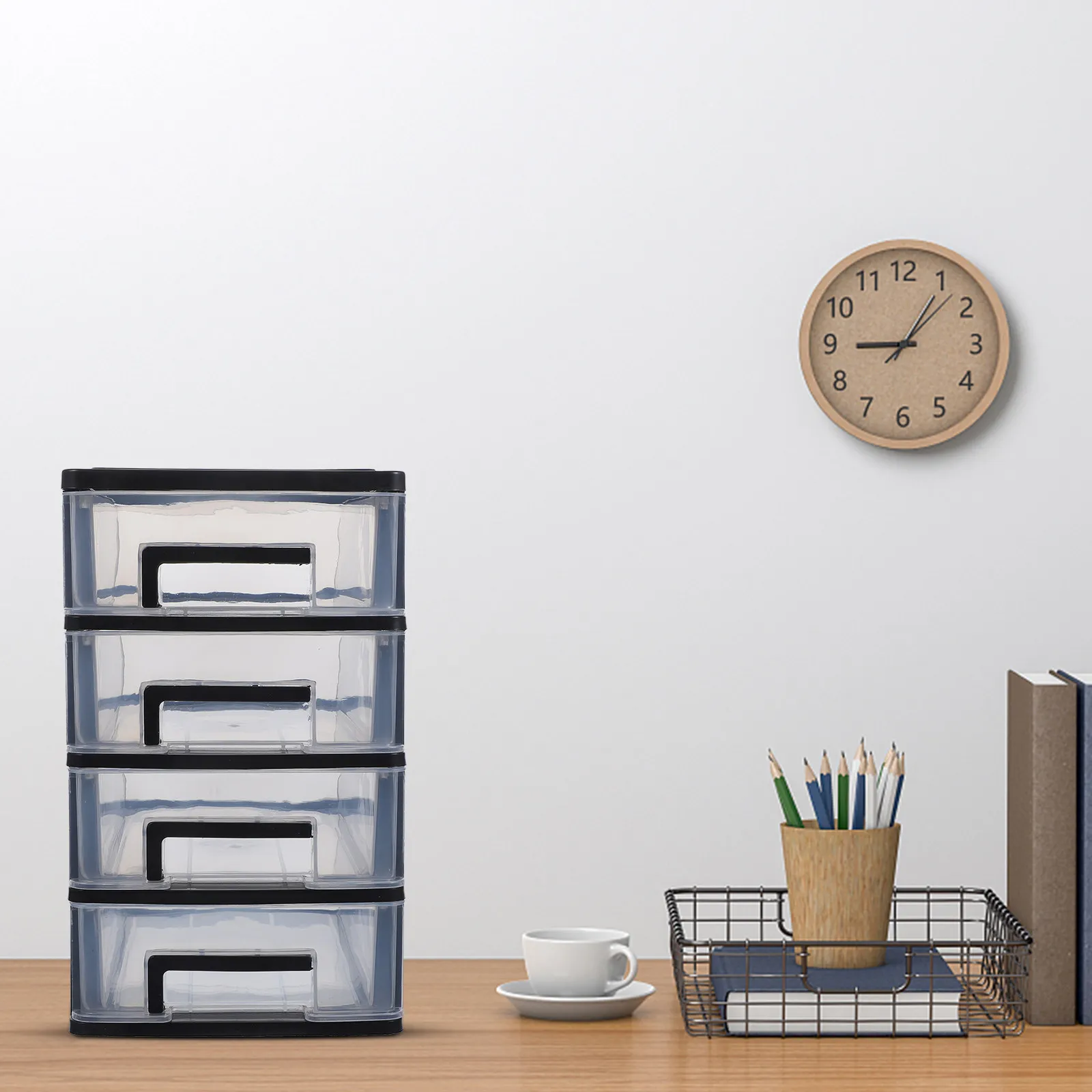 

Четырехслойный пластиковый комод-органайзер для хранения, портативный пылезащитный ящик для офиса и учебной комнаты