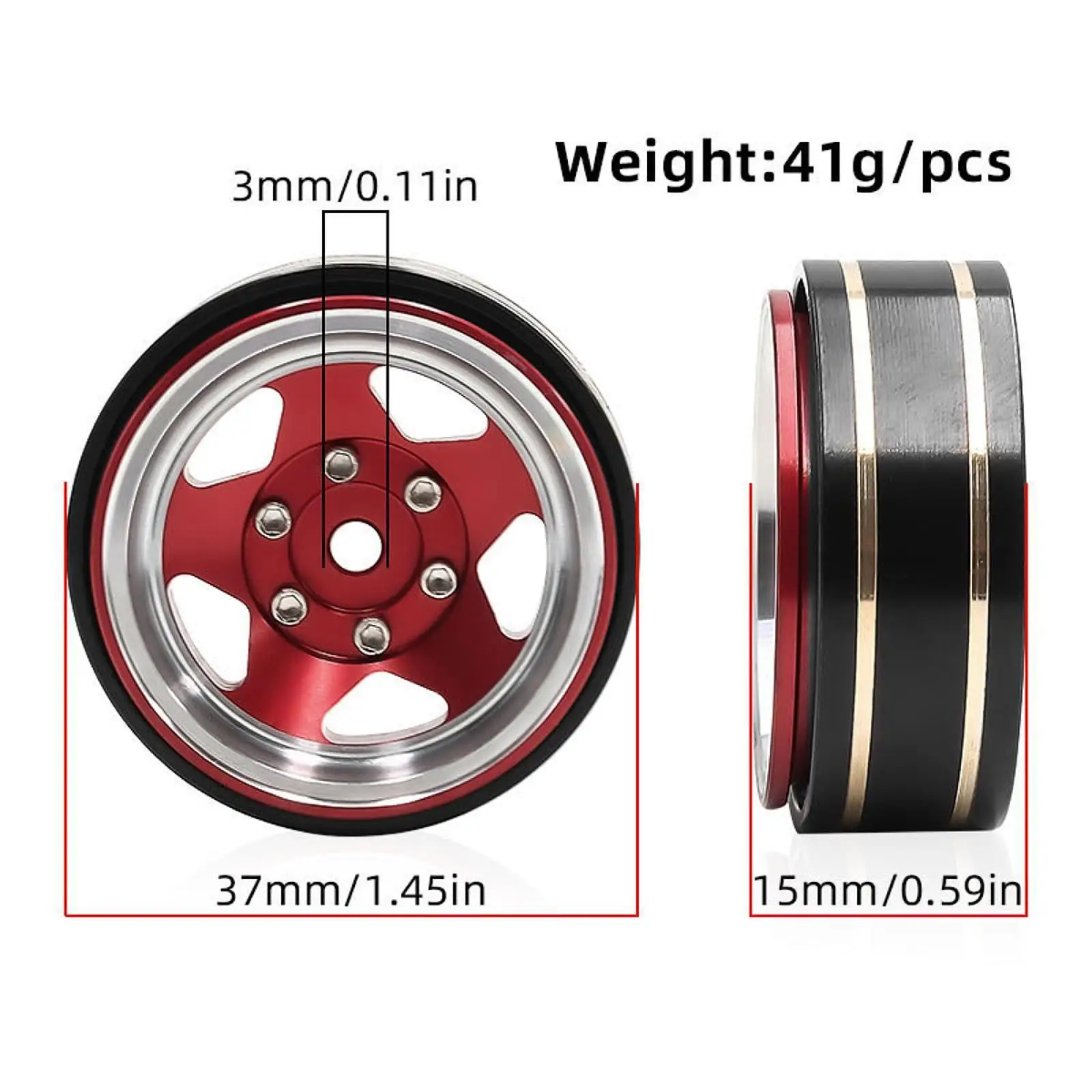 

4 Pieces 1.3inch Beadlock Wheel Hub Width 1.5cm Outer Diameter 3.7cm for FMS