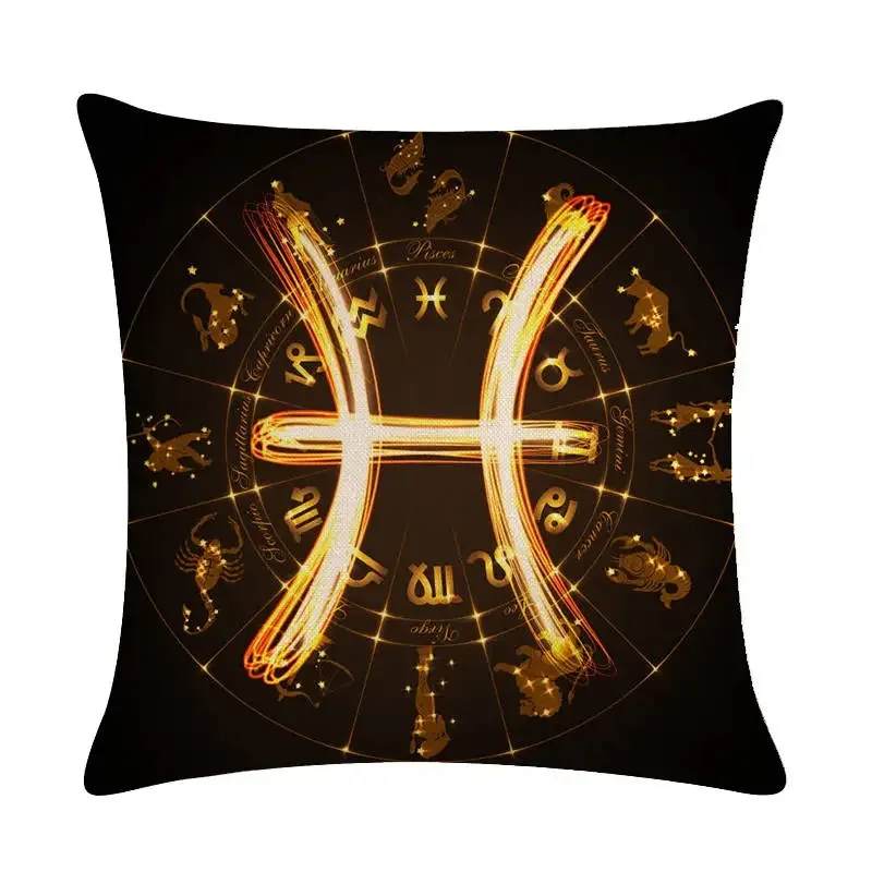 Constellation zodiac rune printed pillowcase home bedroom living room sofa cushion cover 45x45cm peach skin pillowcase