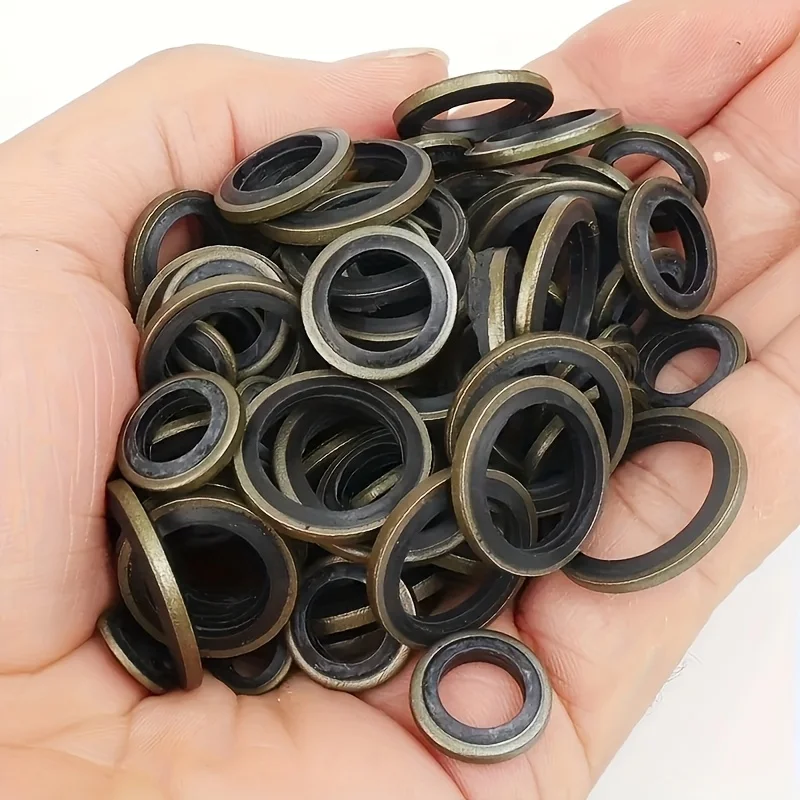 130pcs Car Oil Pan Drain Plug Gasket Kit, Drain Bolt Gasket, Rubber Gasket, Replaceable Sealing Gasket, Universal Type