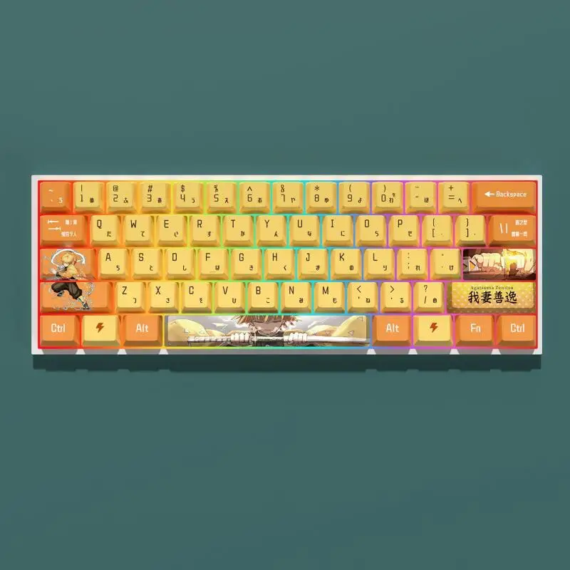 

Крышка клавиатуры Demon Slayer, механическая крышка клавиатуры, совместимая с спутниковой осью, заводская высота, мультфильм Agatsuma Zenitsu, подарок