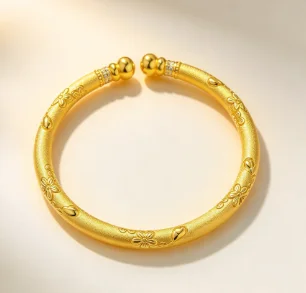 brushed cherry blossom gourd opening bracelet women light luxury small delicate 9999gold