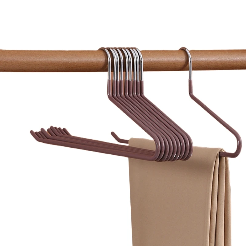 5/10pcs Trousers Pants Hangers Non Slip Coating Slim Space Saving Open Ended Multi-functional for Easy-Slide Pant Clothing Rack