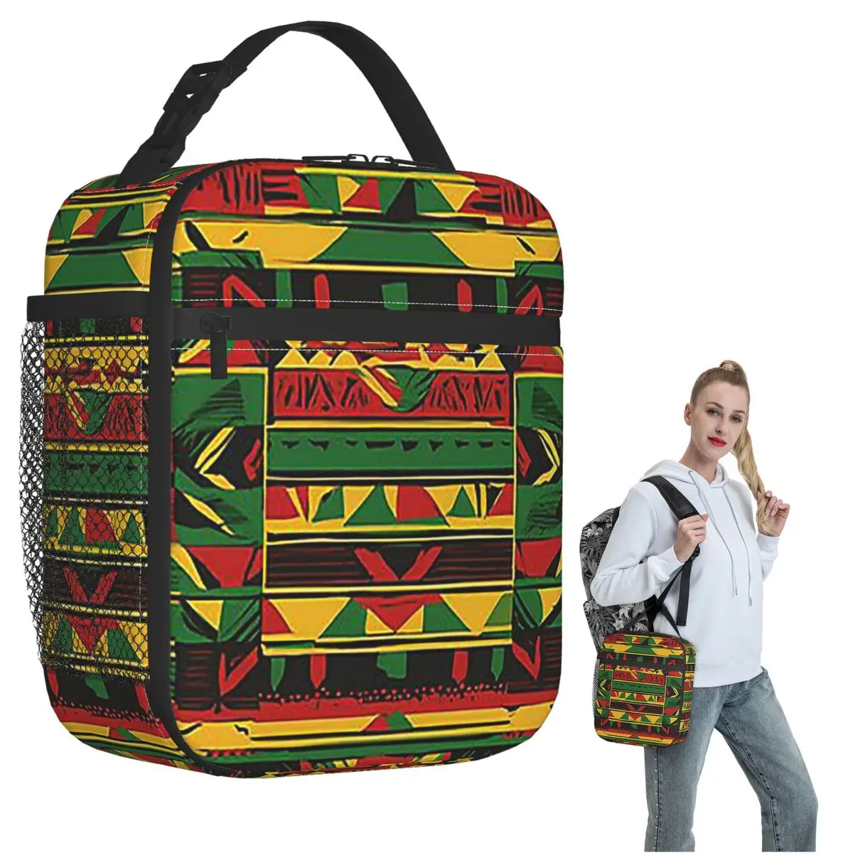 Modern Rasta Patterns For Apparel Insulated Lunch Bag for Women Kids Portable Food Boxes Thermal Lunch Box Tote