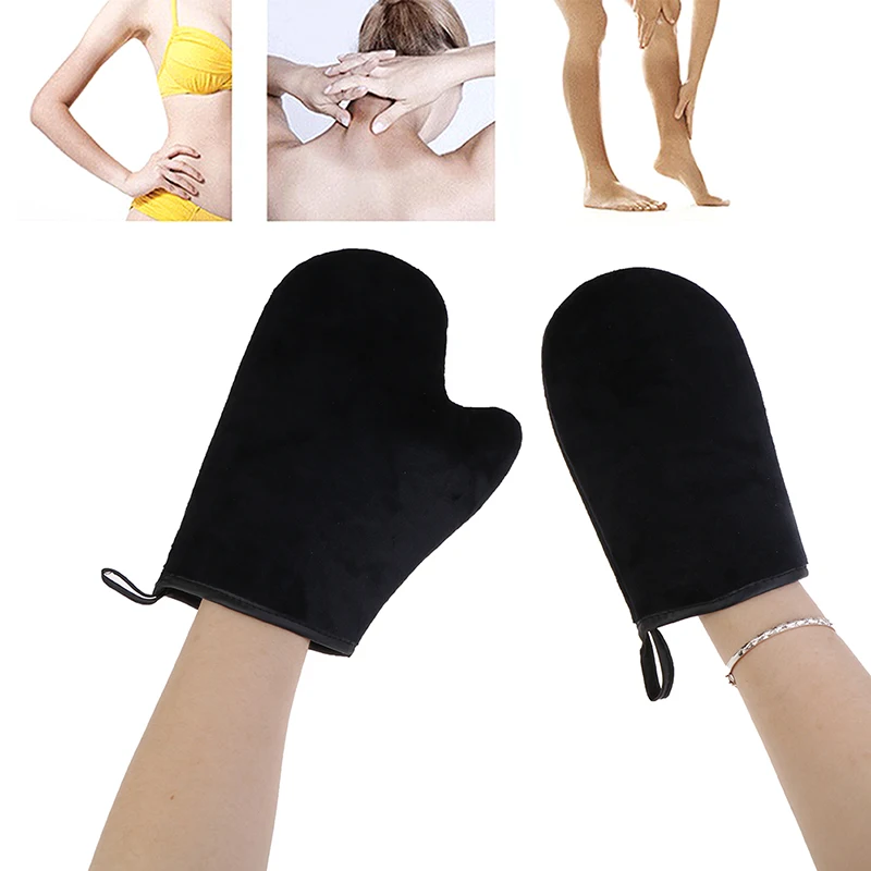 1pcs Flocked Cloth Self-tanning Glove Beauty Essential Oil Sun Cream Applicator Gloves SPA Self Tanner Tool Tanning Mitt