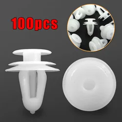 100pcs White Plastic Rivet Retainer Push Type Clip 9mm Hole Car Bumper Fender Fixed Clip For Toyota For Honda