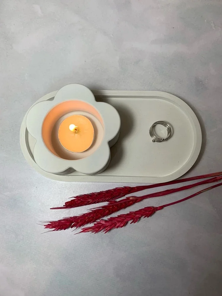 3D Plum Blossom shaped Cylindrical Pen Holder Candle Cup Silicone Mold DIY Storage Jar Home Crafts Ornament Concrete Gypsum Mold view 5