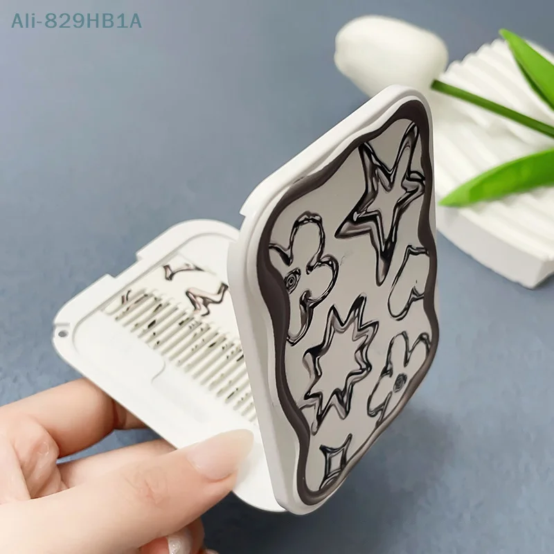 Cartoon Star Flip-Top Folding Makeup Mirror Portable Pocket Mirror Women Rectangle Cosmetic Make Up Mirror With Comb