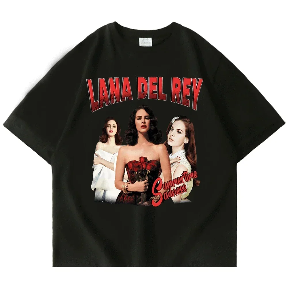 남녀공용 빈티지 반팔 티셔츠, 가수 Lana Del Rey Ldr 항해 그래픽 티셔츠, 오버사이즈 스트리트웨어, 하라주쿠