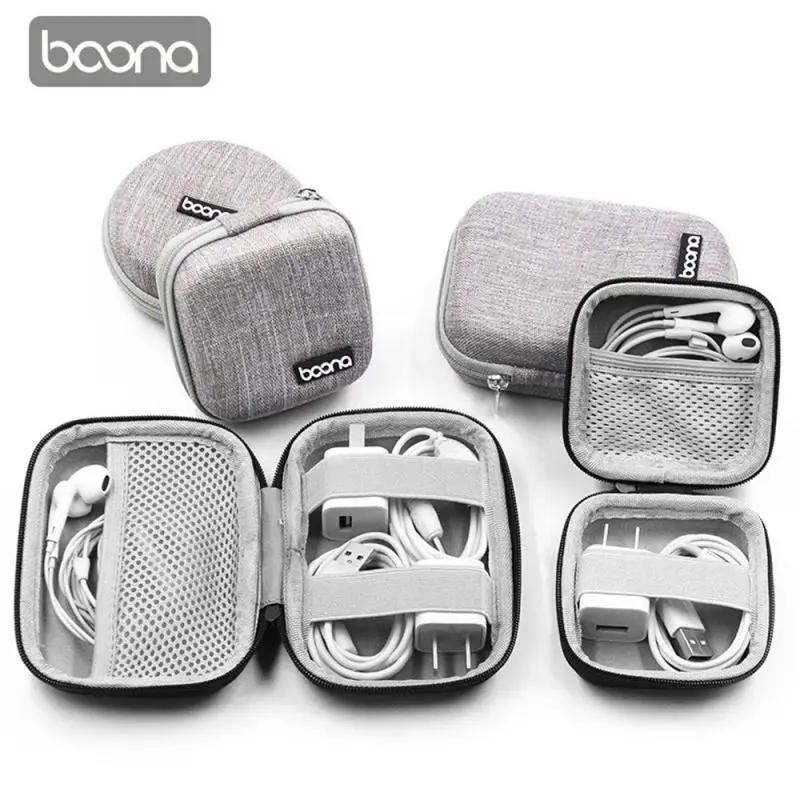 Portable Data Cable Organizer Bag Small EVA Oval Earphone Storage Bags Hard Shell Waterproof Cases Charger U Disk Zipper Pouch