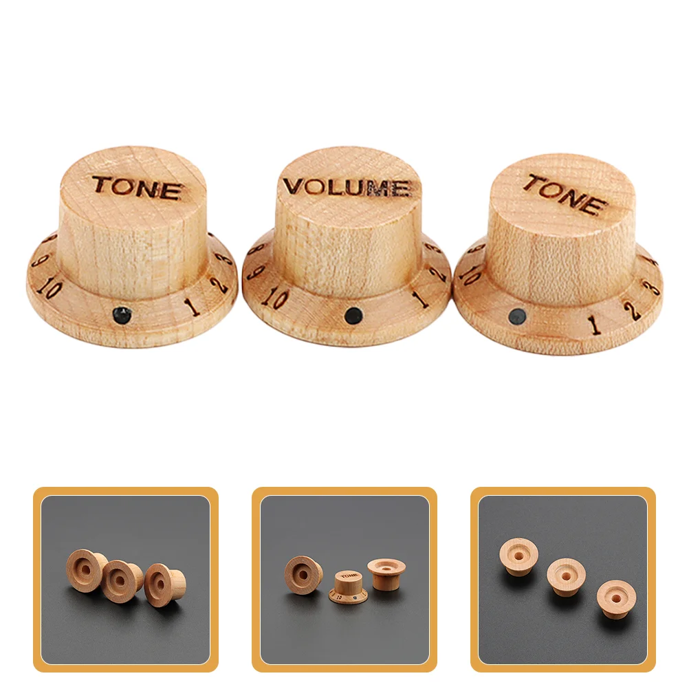 

3 Pcs Guitar Knob Electric Volume Knobs Parts Bass Rosewood Musical Instrument Replacement Control Useful Wooden Creative for