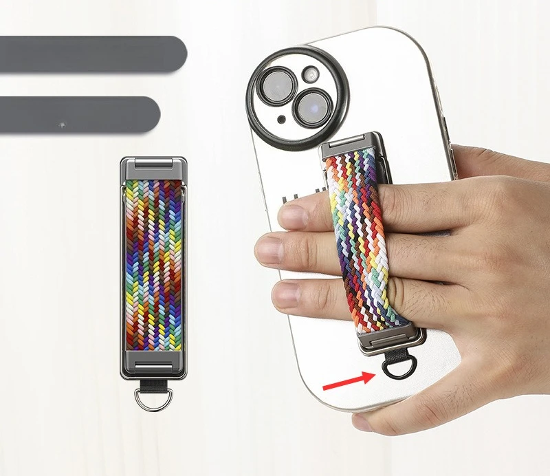 

Rainbow Woven Phone Strap with Stand Anti-drop Finger Grip Holder Foldable Kickstand Elastic Braided Anti Slip Mobile Bracket