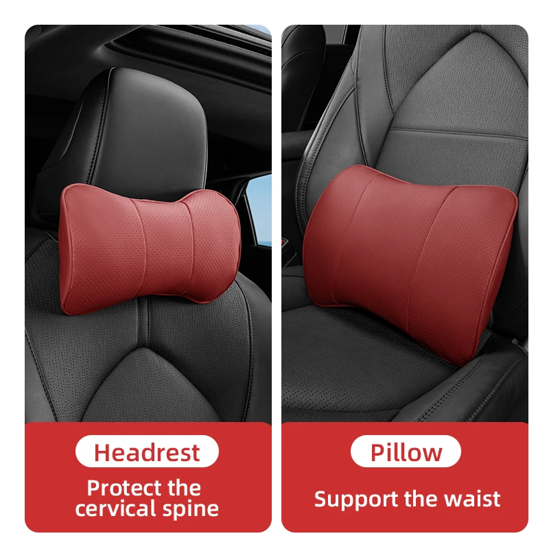 Car Neck Pillow Headrest Accessories for SUBARU Forester Impreza Legacy Outback WRX BRZ Leather Car Seat Backrest Lumbar Support