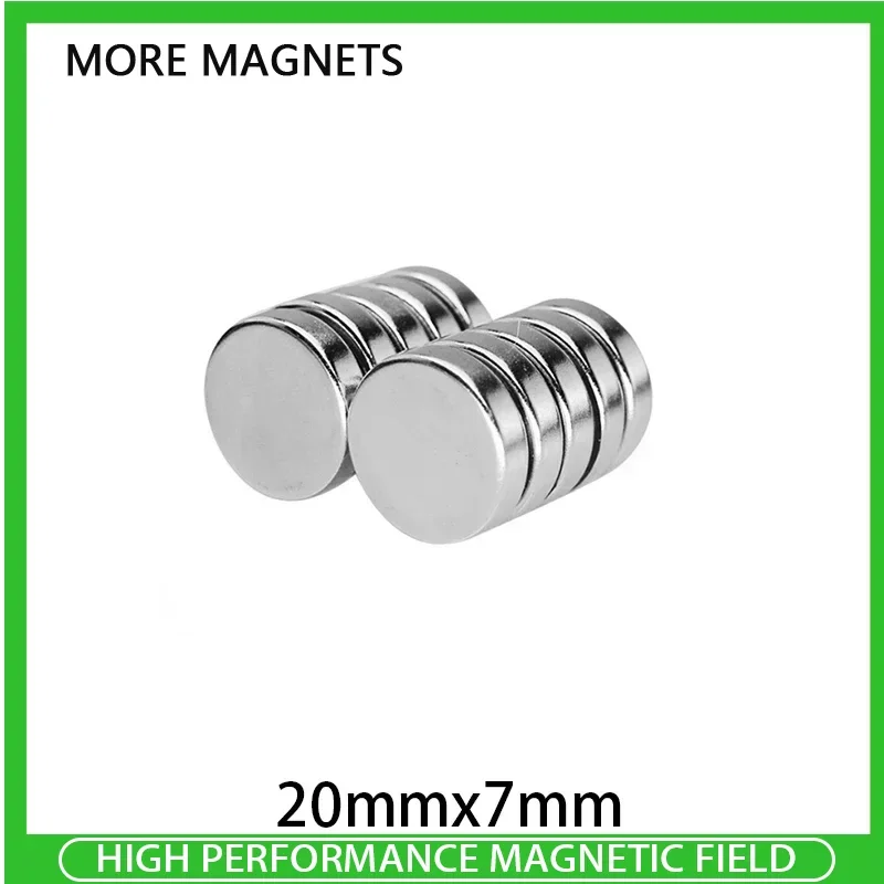 2/5/10PCS 20x7mm Round Strong Magnetic Magnets N35 Powerful NdFeB Neodymium Magnet Disc Rare Earth Magnet Fridge 20*7mm