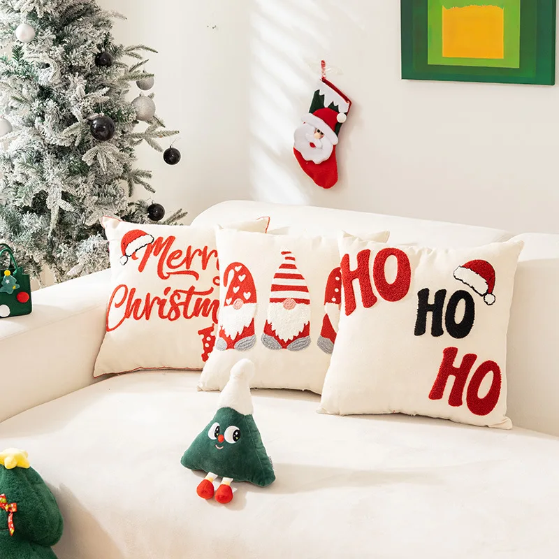 

Christmas Embroidered Throw Pillow Cover Festive Home Decoration Sofa Pillow Christmas Throw Pillow Living Room Cushion Cover