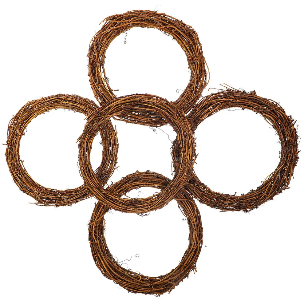 

5pcs Natural Rattan Diy Wreath Frame For Christmas Garland Decoration Craft Party Home Garden Wall Hanging Wreath Circles