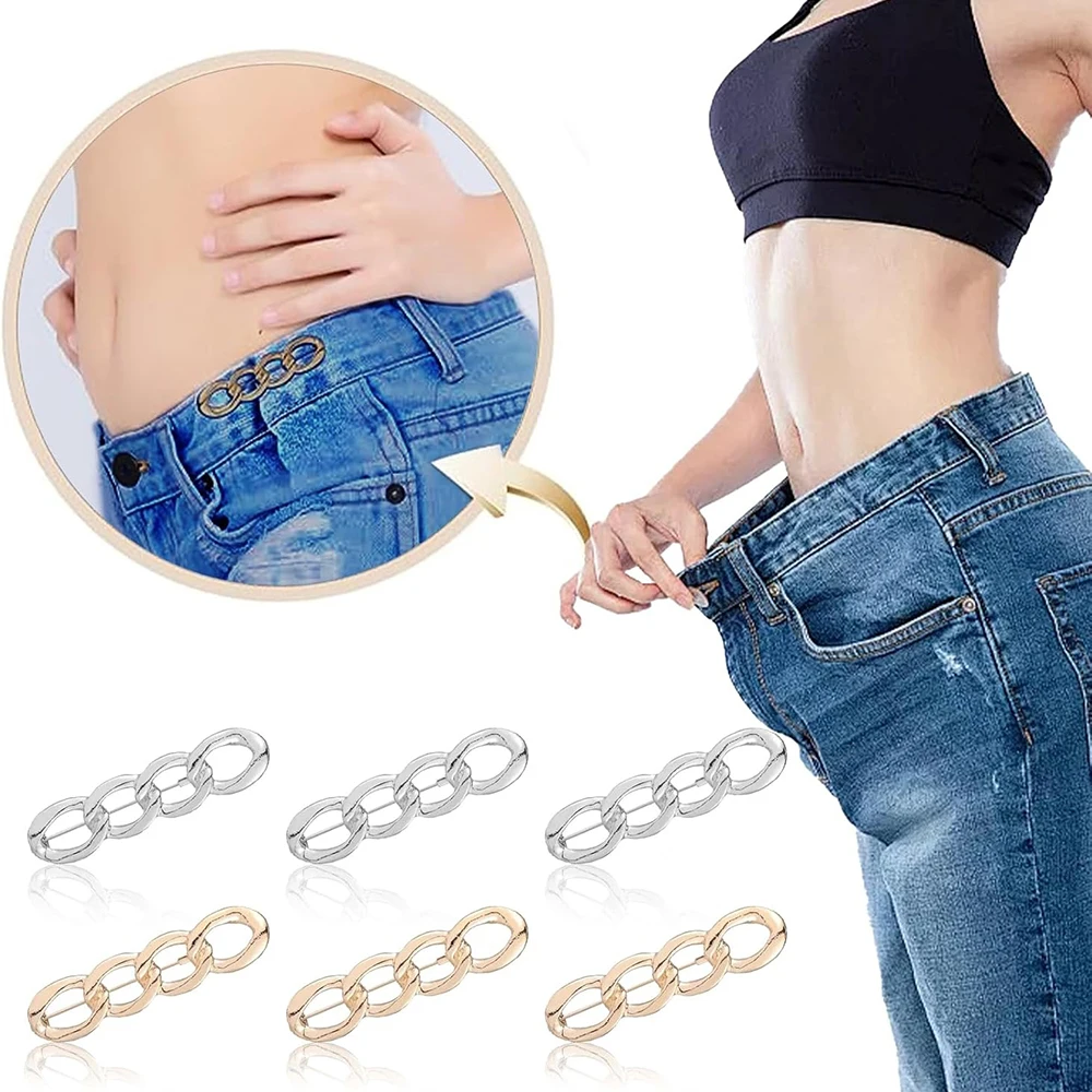

6pcs Adjustable Jeans Button No Sew Pant Waist Tightener Jean Buttons Pins Detachable Decorative Buckles for Pants Skirts Sleeve