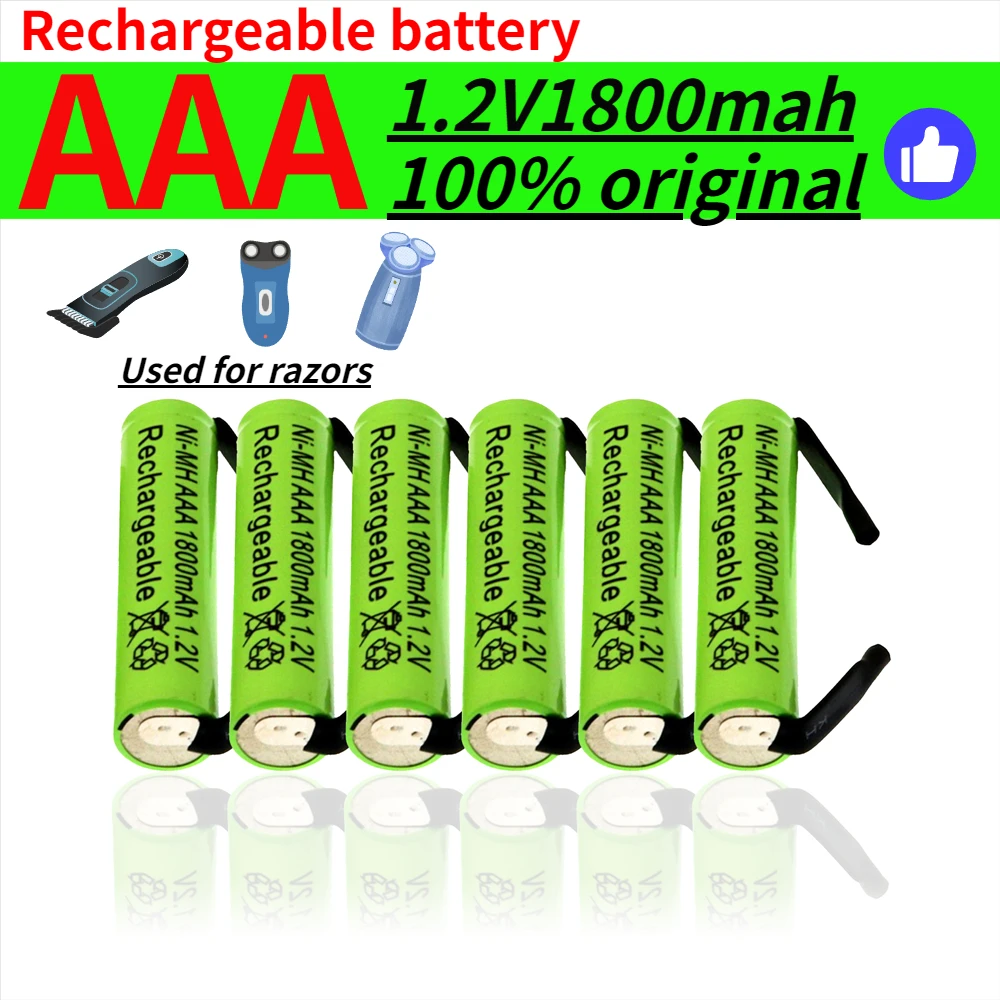 New Ni-Mh 1.2 V AAA Battery, 1800mah, with Solder Pads for Philips Braun Electric Shaver, Razor and Toothbrush