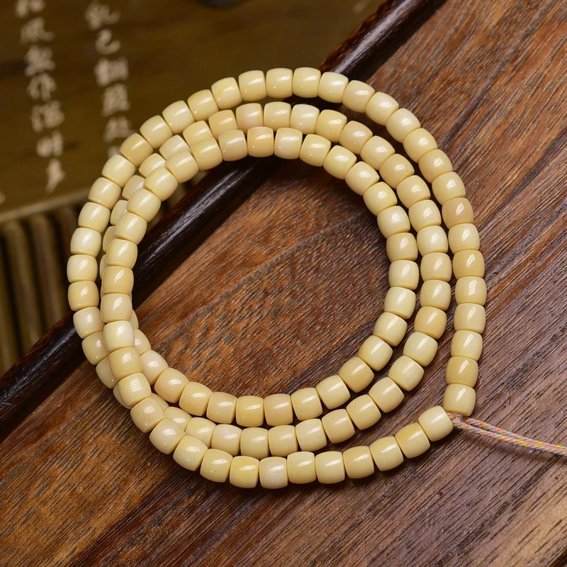Natural camel bone barrel beads 108-piece Buddhist bead string Tibetan-style vintage multi-loop bracelet for men and women