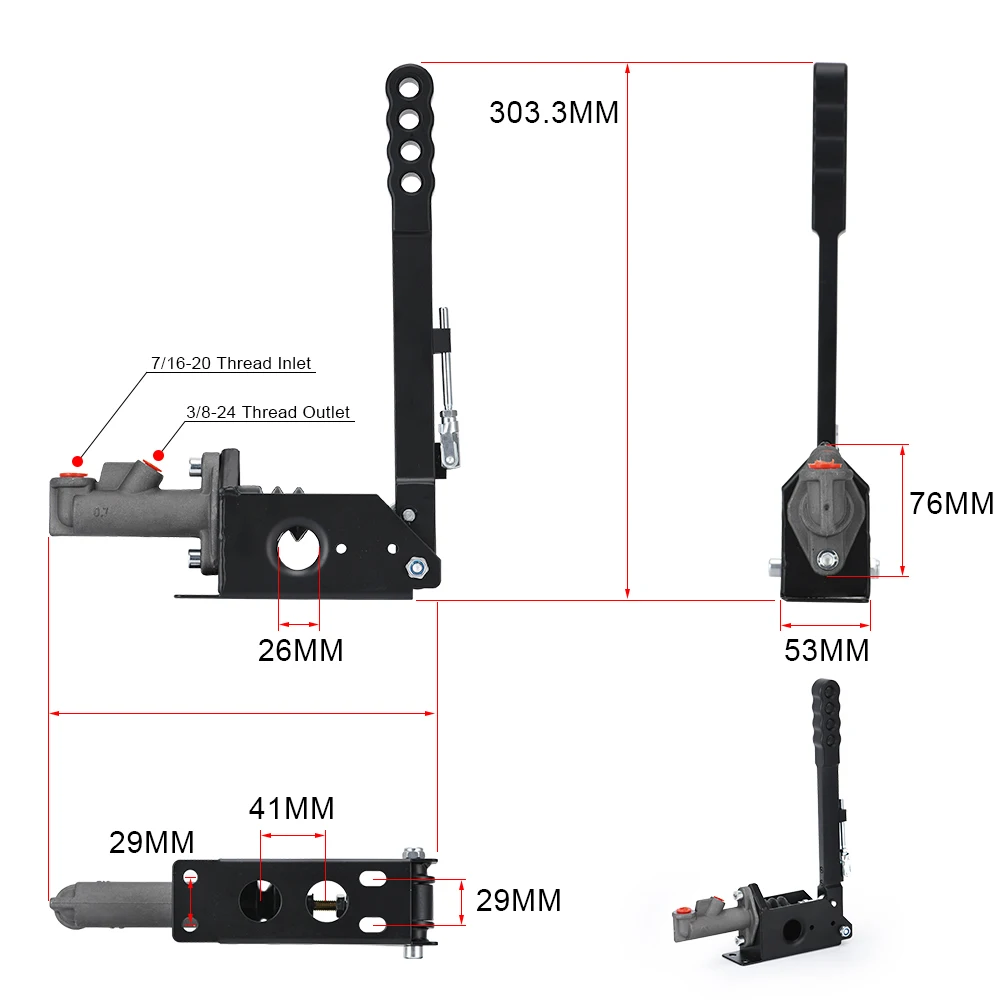 WLR RACING - Universal Hydraulic Drift E- Brake Racing Hydraulic Handbrake With Master Cylinder WLR3631