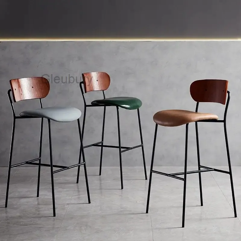 Nordic Retro Backrest Bar Chair,high Legged Chair,modern and Simple Front Desk Cashier Chair,industrial Style Iron Bar Chairs