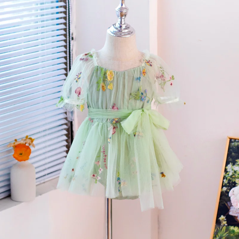 

Girls' Embroidered Dress Summer Thin New Baby One-Year-Old Dress Princess Dress Infant One-Piece Romper Dress