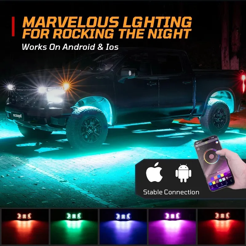 New Universal 12V RGB Emitting Diode Rock 36 Emitting Diode Chassis Dark Car SUV Off-Road Truck Neon A