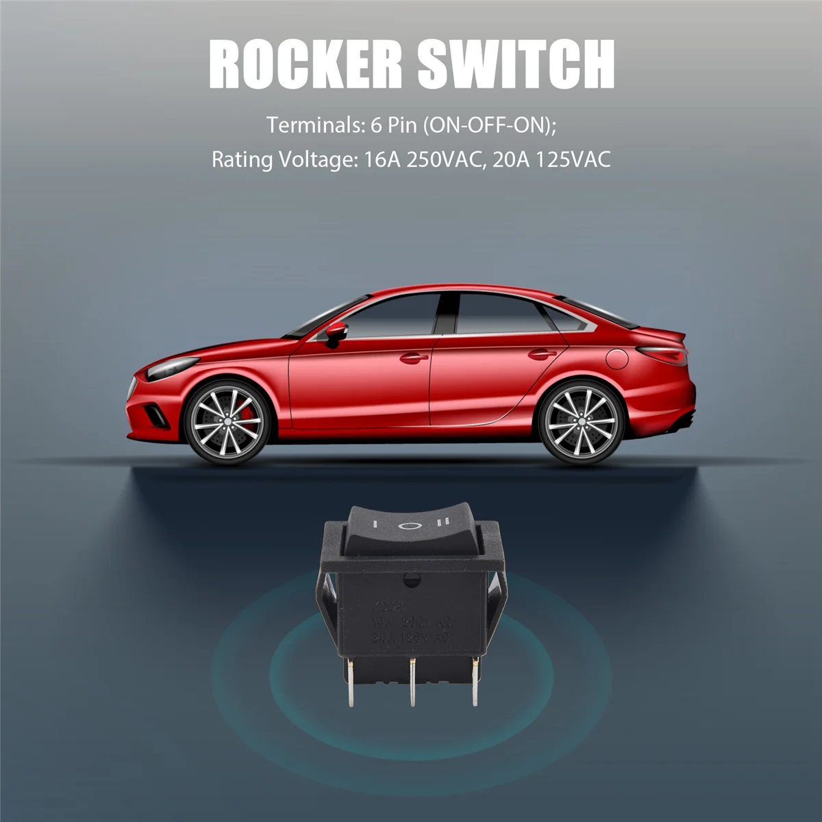 6-Terminals 3 Position ON/OFF/ON DPDT Boat Rocker Switch 16A 250VAC 20A 125VAC