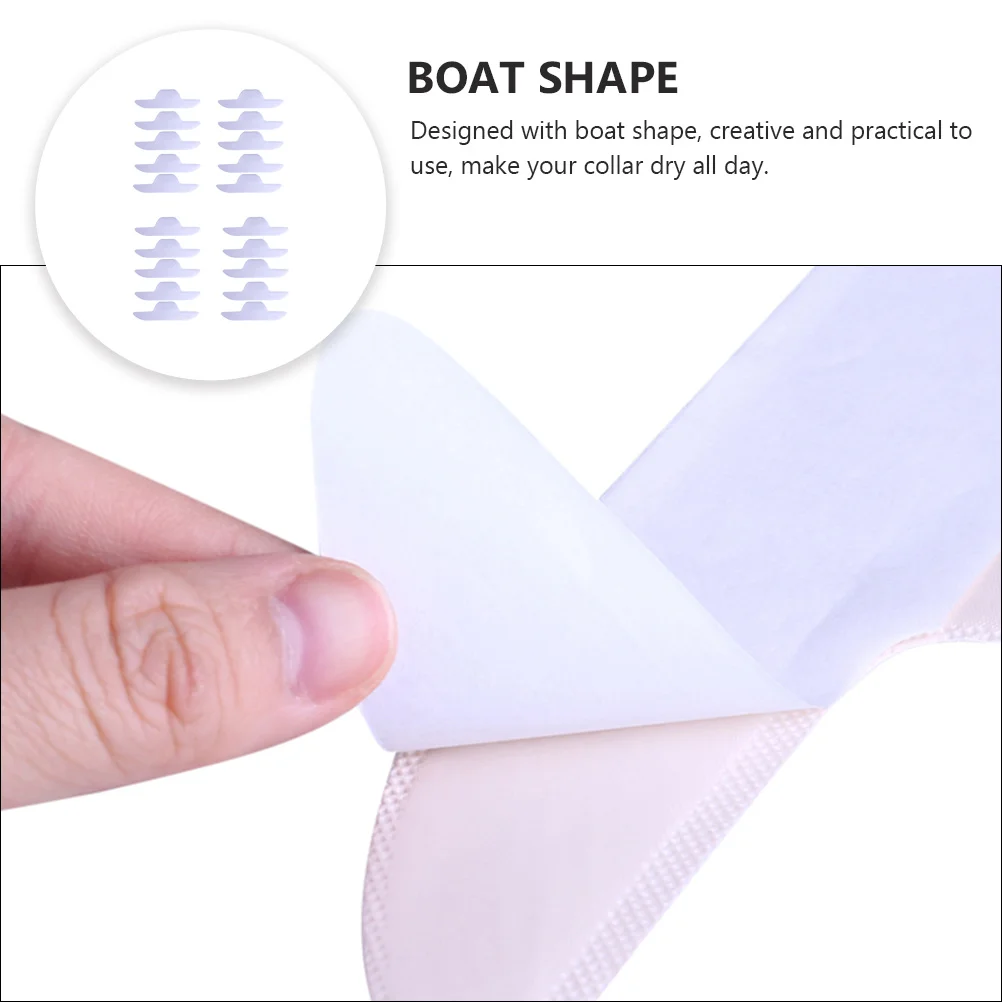 

20pcs Boat Shape Collar Pad Self-Adhesive Shirt Collar Protector Sweat Pads Neck Liner Pads Disposable Reusable Shirt Guard