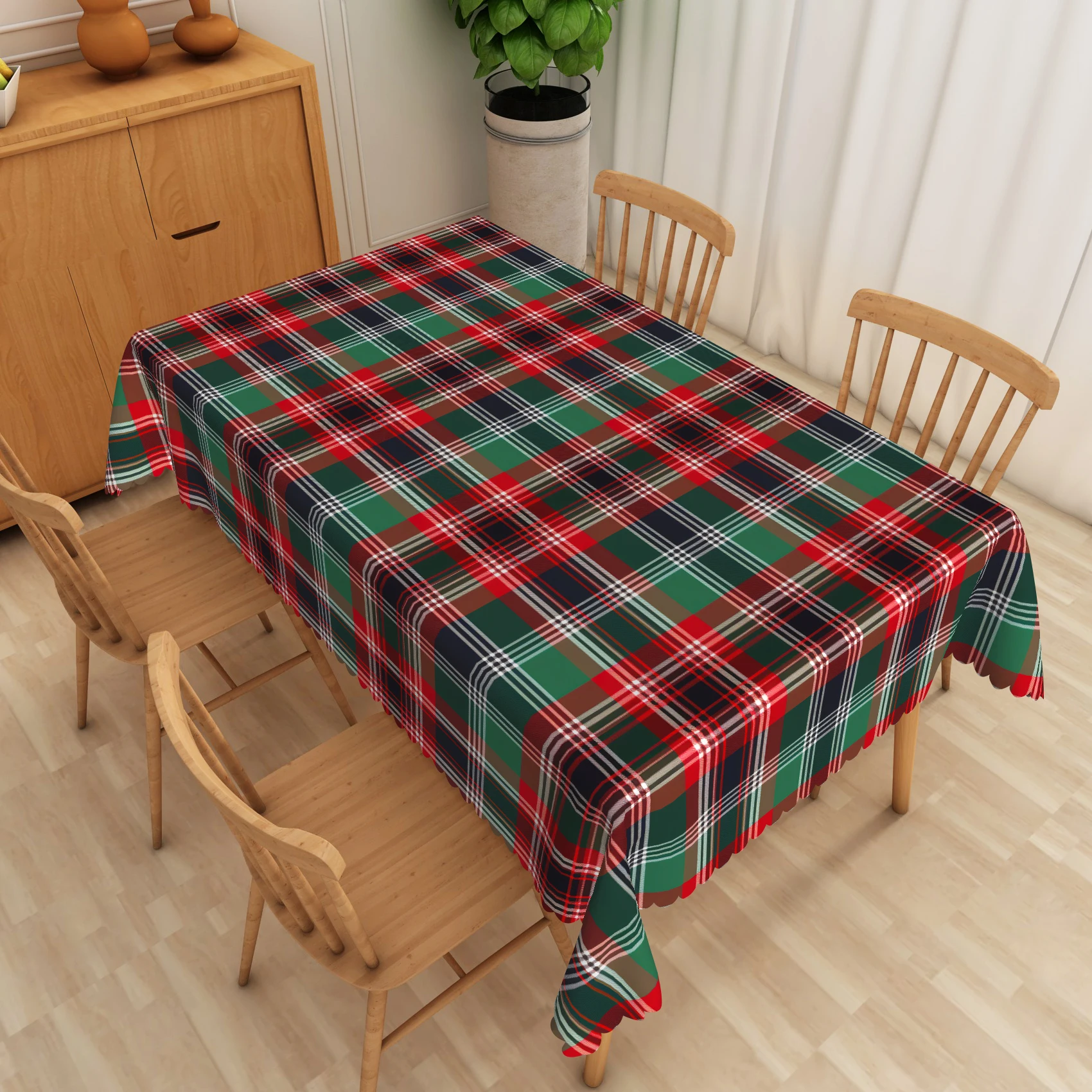 Red Green Plaid Table Cloth Multicolour Pattern Waterproof Fabric Tablecloths Home Kitchen Party Anniversary Dining Decoration