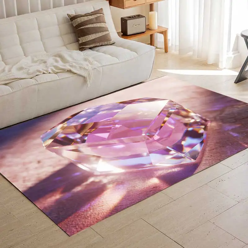 DIY Custom Carpet Rug Printed Rectangle Rugs Geometric Cubes Infinite Purple Pink Diamond Living Room Bedroom Decorative