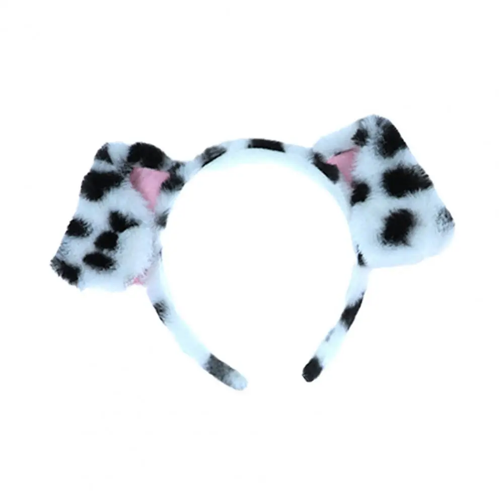 Women Headband Dalmatians Ear Scrunchies Comfortable Women Headband Adorable Plush Dog Ear Headbands for Kids Adults Fun Cosplay