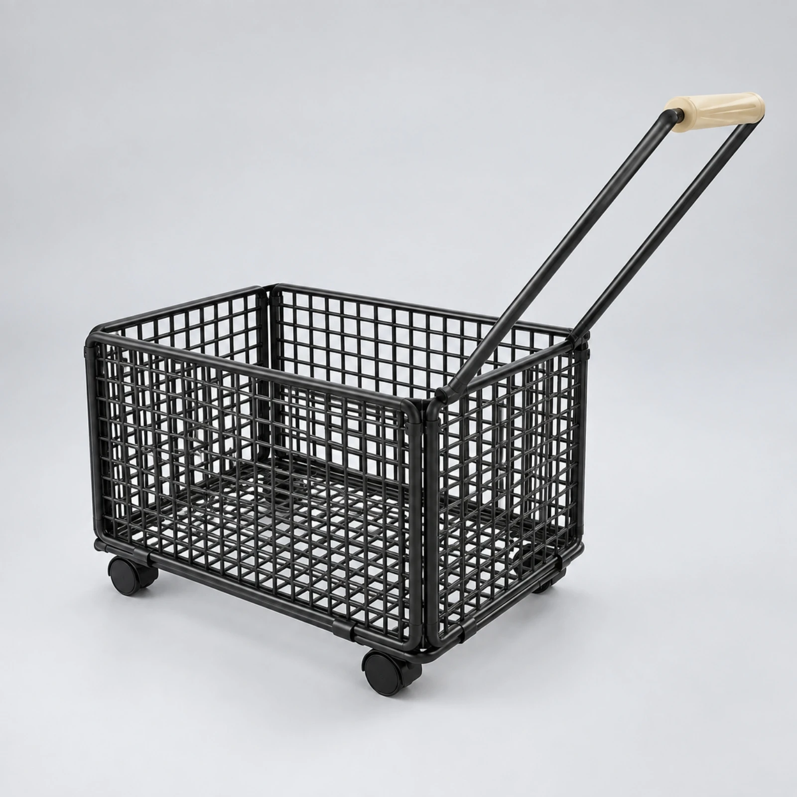 Grocery Cart Assembled Grid Rolling Basket with Swivel Casters Portable Grocery Shopping Cart Heavy Duty