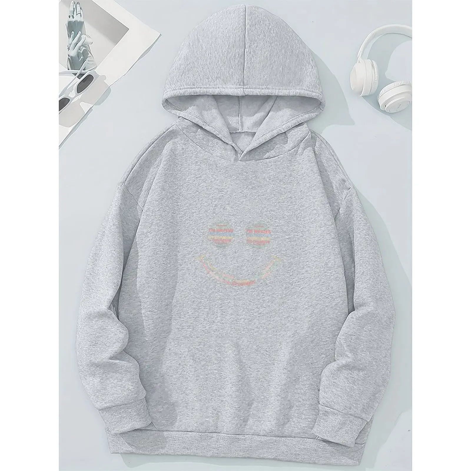 المرأة أزياء زائد المخملية عارضة فضفاض البلوز فضفاض البلوفرات الشتاء مريحة عيد الميلاد أغطية رأس مطبوعة كم طويل قمم #5